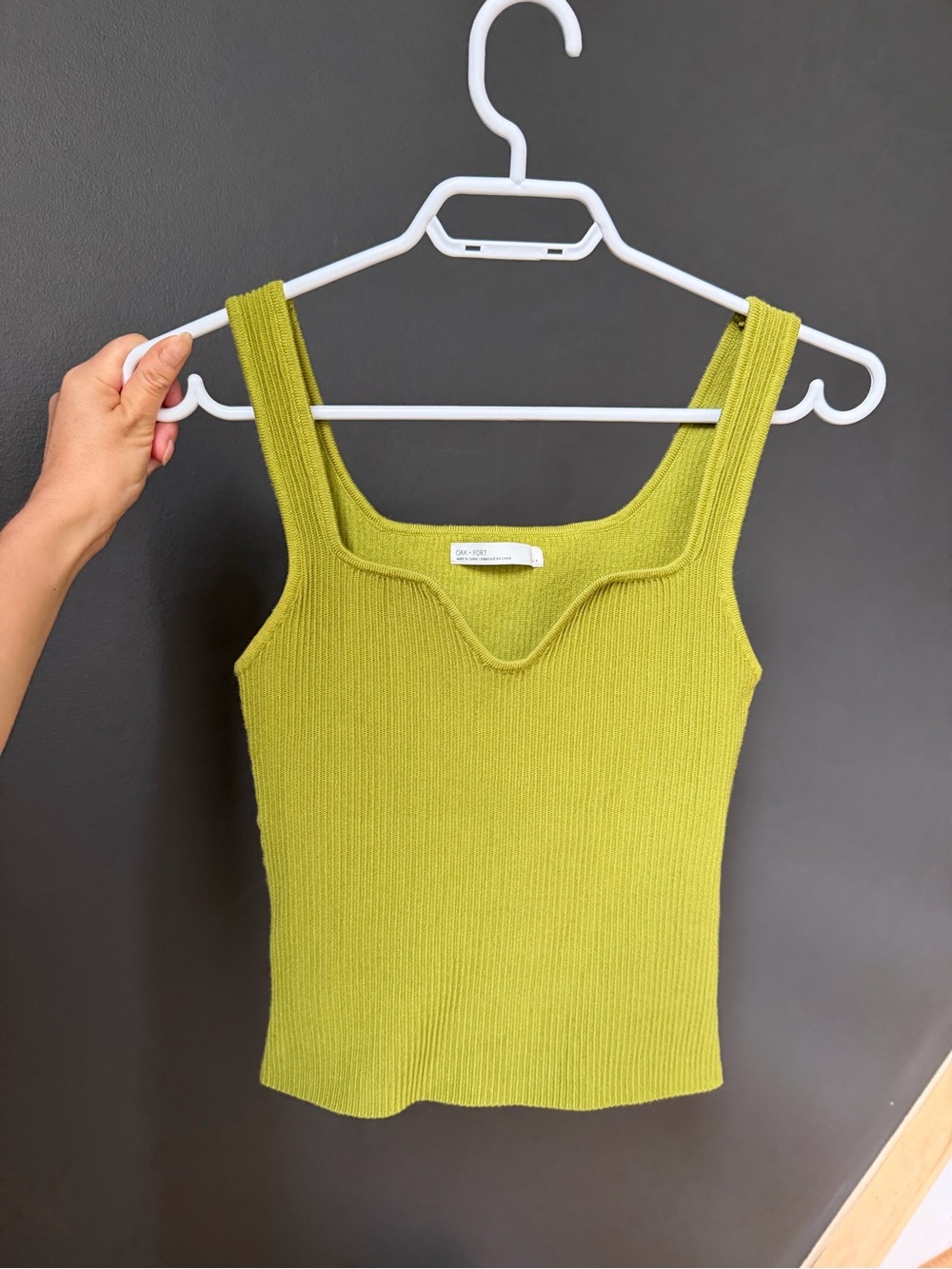 OAK + FORT Olive Green Ribbed Tank Top